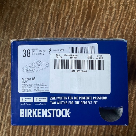 Birkenstock NWT Arizona sandal, Silver, size 38 - Picture 6 of 11